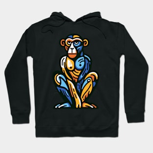 Pop art monkey illustration. cubism illustration of monkey Hoodie